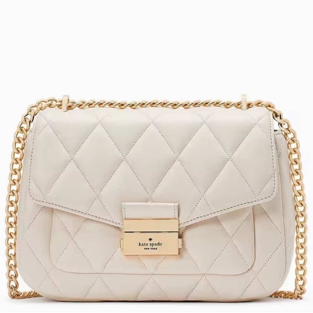 Kate Spade Carey Medium Quilted Flap Shoulder Bag Light Pink